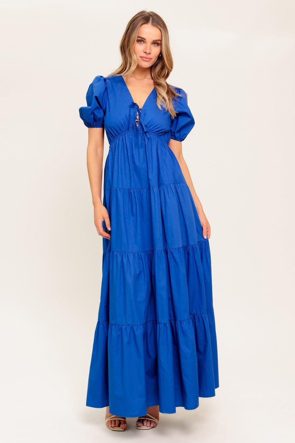 SUMMER GLOW ROYAL BLUE WOVEN MAXI DRESS Flying Tomato