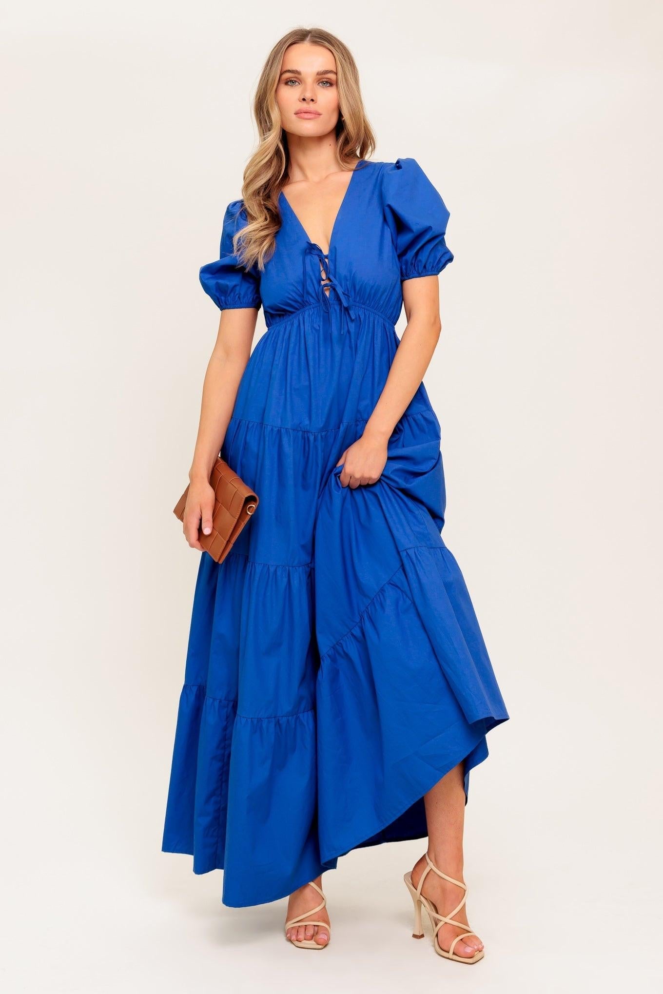 SUMMER GLOW ROYAL BLUE WOVEN MAXI DRESS Flying Tomato