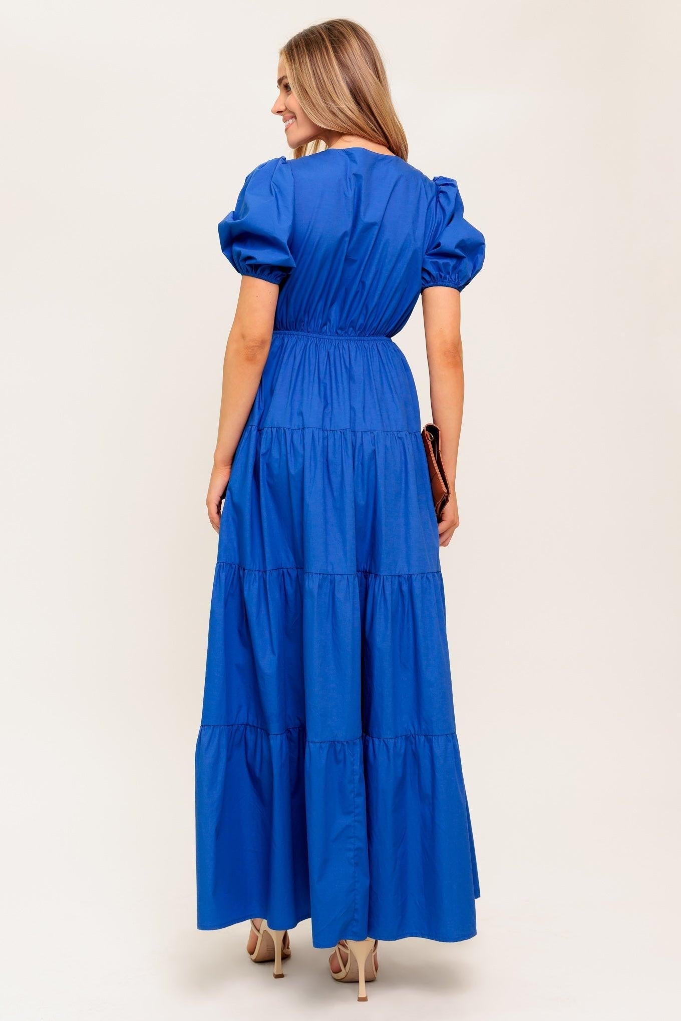 SUMMER GLOW ROYAL BLUE WOVEN MAXI DRESS Flying Tomato