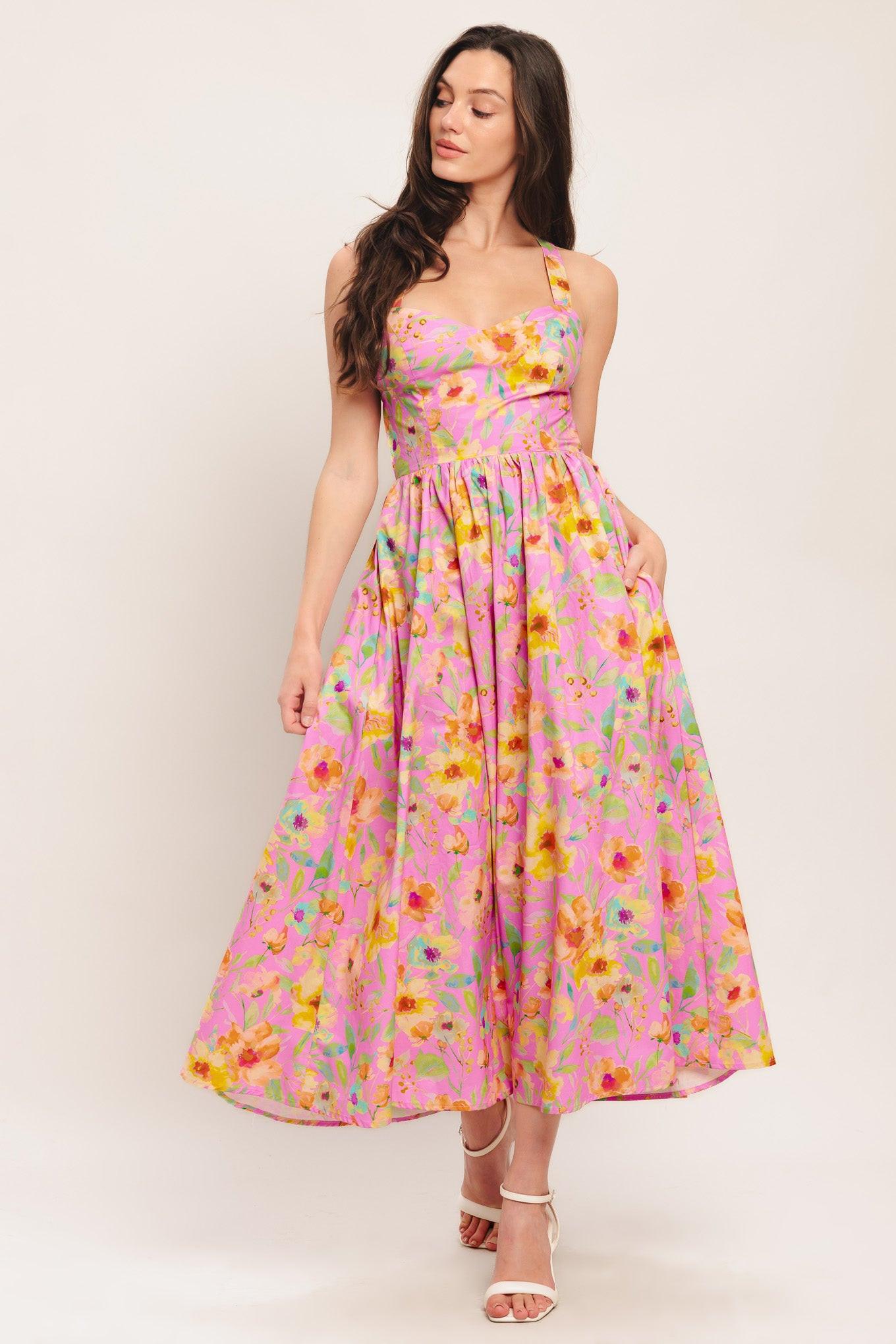 ROSY DAYDREAM WOVEN MIDI DRESS Flying Tomato