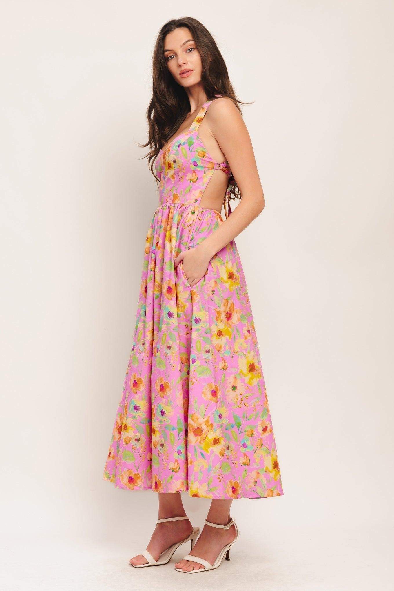ROSY DAYDREAM WOVEN MIDI DRESS Flying Tomato