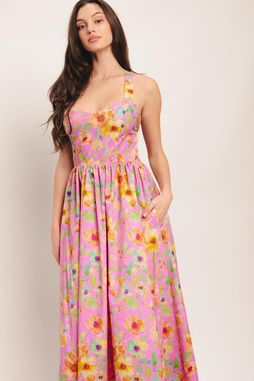 ROSY DAYDREAM WOVEN MIDI DRESS Flying Tomato
