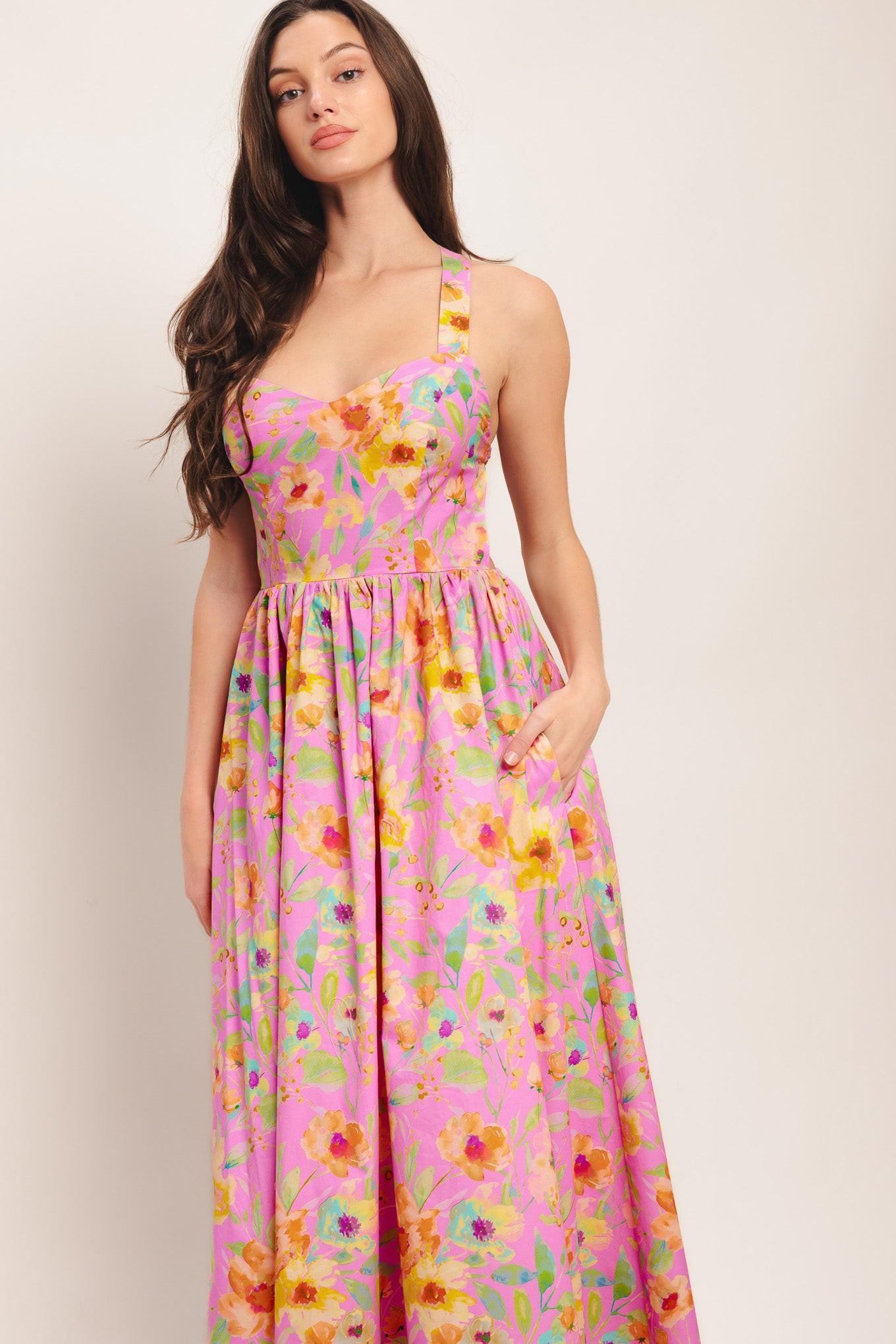 ROSY DAYDREAM WOVEN MIDI DRESS Flying Tomato