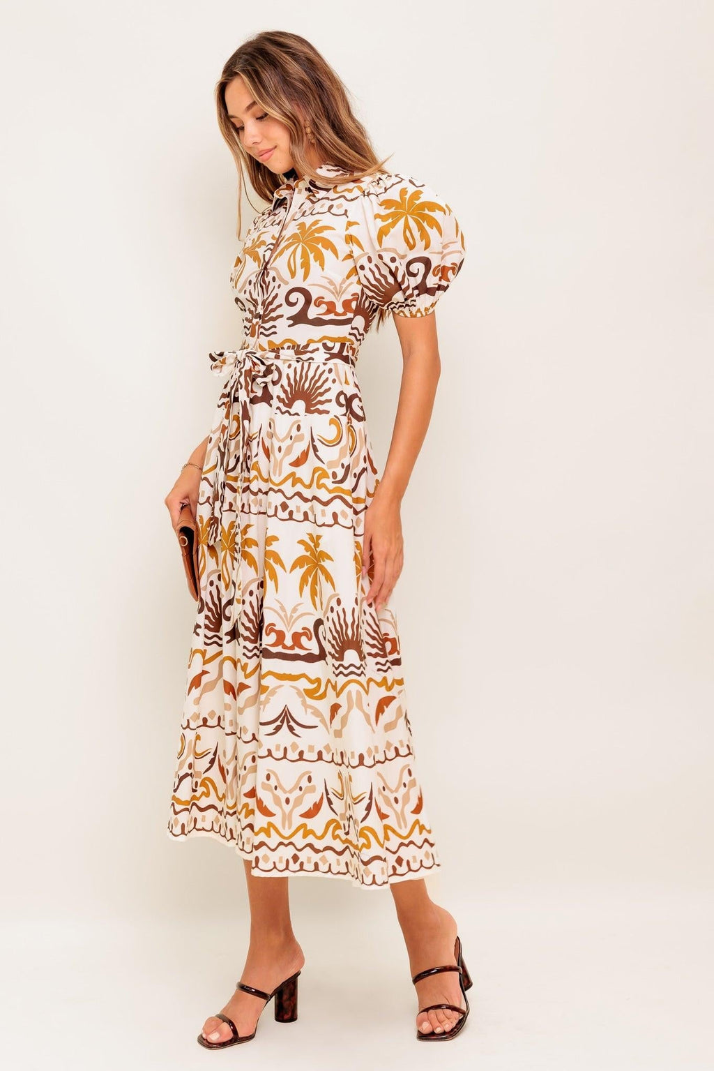 TROPICANA SUNSET WOVEN MIDI DRESS Flying Tomato