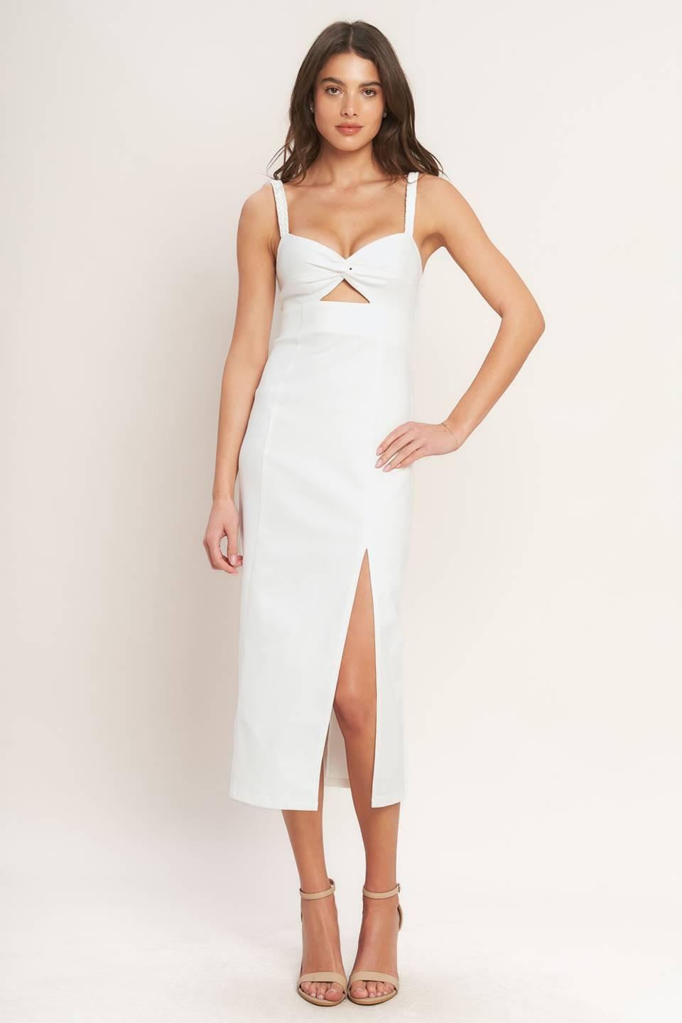 SILENT SHIN TWILL MIDI DRESS Flying Tomato