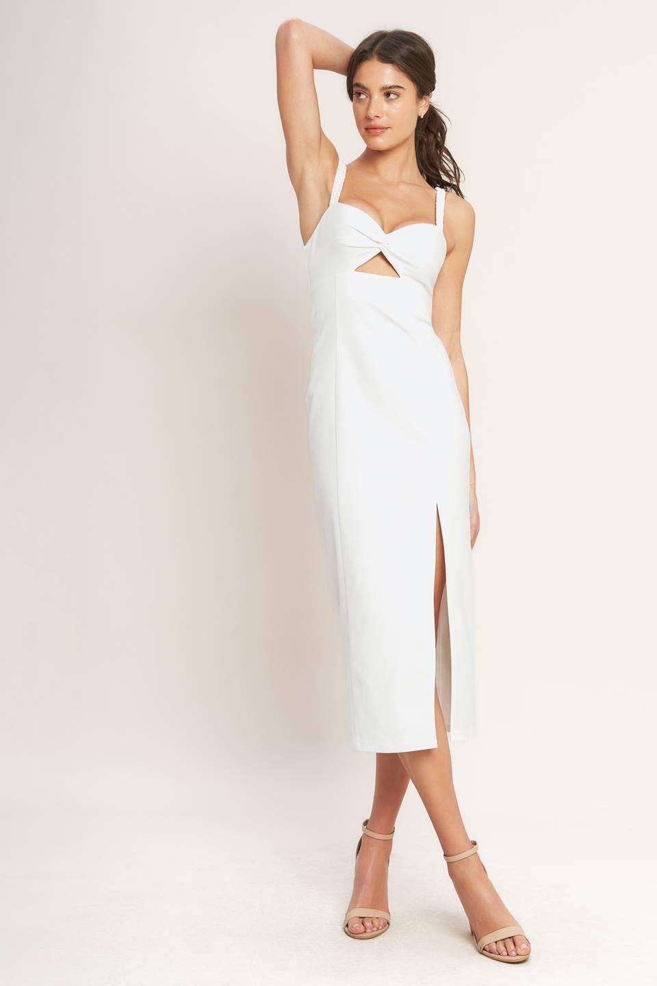SILENT SHIN TWILL MIDI DRESS Flying Tomato