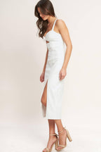 SILENT SHIN TWILL MIDI DRESS Flying Tomato