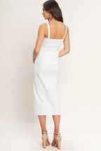 SILENT SHIN TWILL MIDI DRESS Flying Tomato