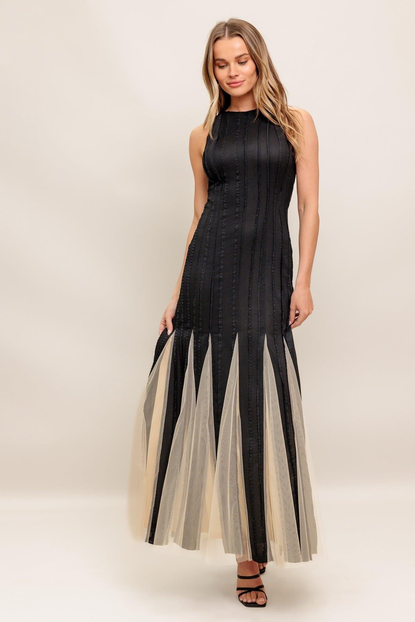 NOIR TULLE BLACK KNIT MAXI DRESS Flying Tomato