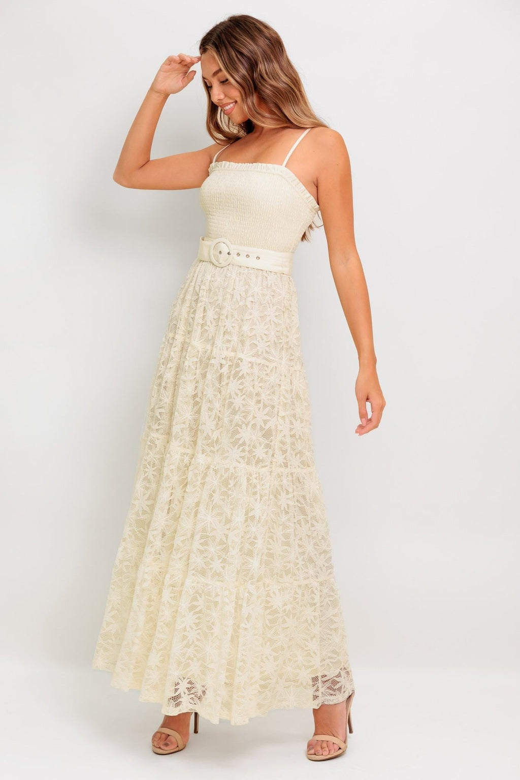 PARADISE AWAITS WOVEN LACE ANKLE DRESS Flying Tomato