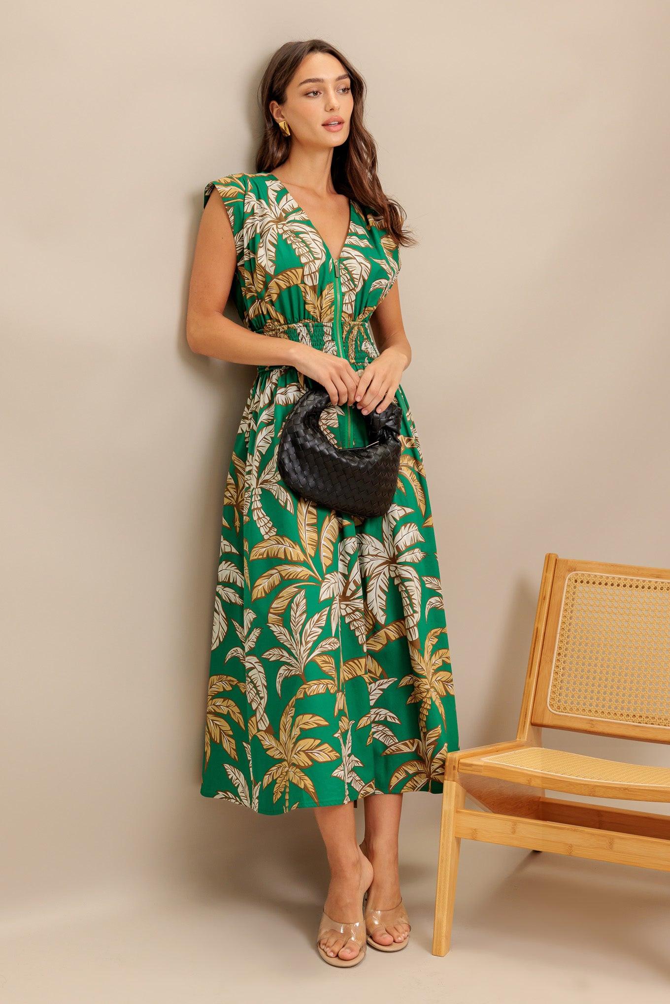 LUSH STILLNESS WOVEN MIDI DRESS Flying Tomato