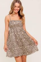 TOO SWEET LEOPARD WOVEN MINI DRESS Flying Tomato