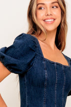 DARK MIDNIGHT DENIM MINI DRESS Flying Tomato