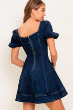 DARK MIDNIGHT DENIM MINI DRESS Flying Tomato
