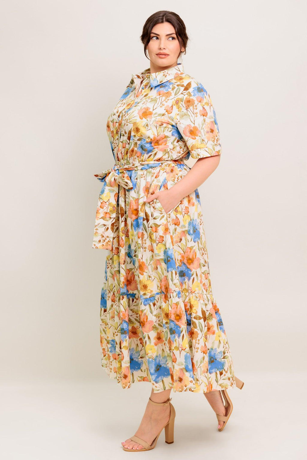 HAZEL DREAM IVORY WOVEN MIDI DRESS Flying Tomato