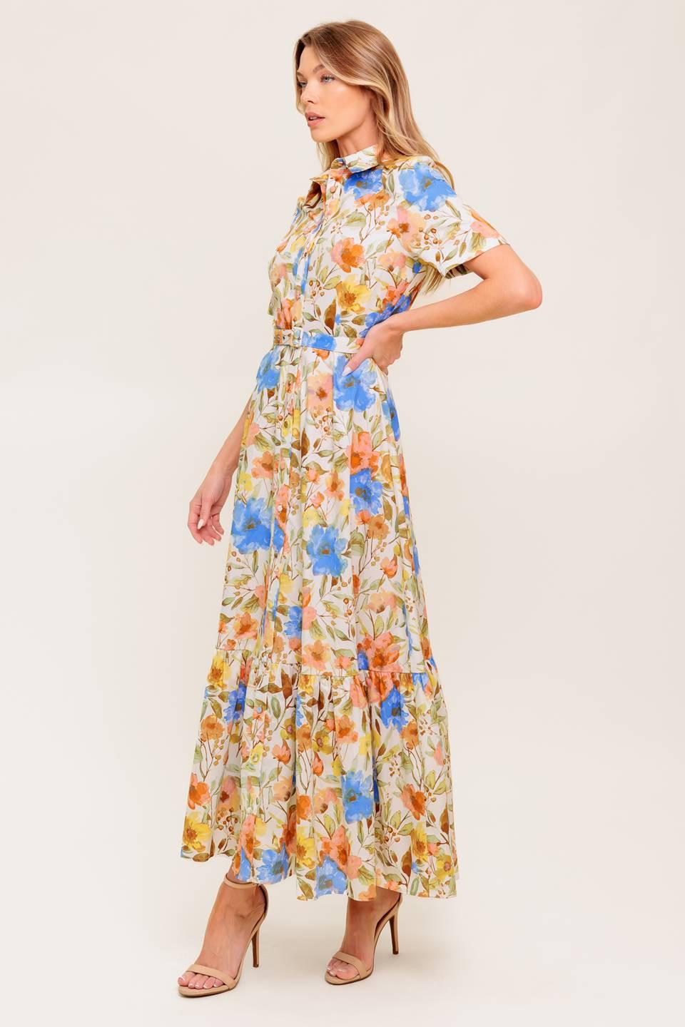 HAZEL DREAM IVORY WOVEN MIDI DRESS Flying Tomato
