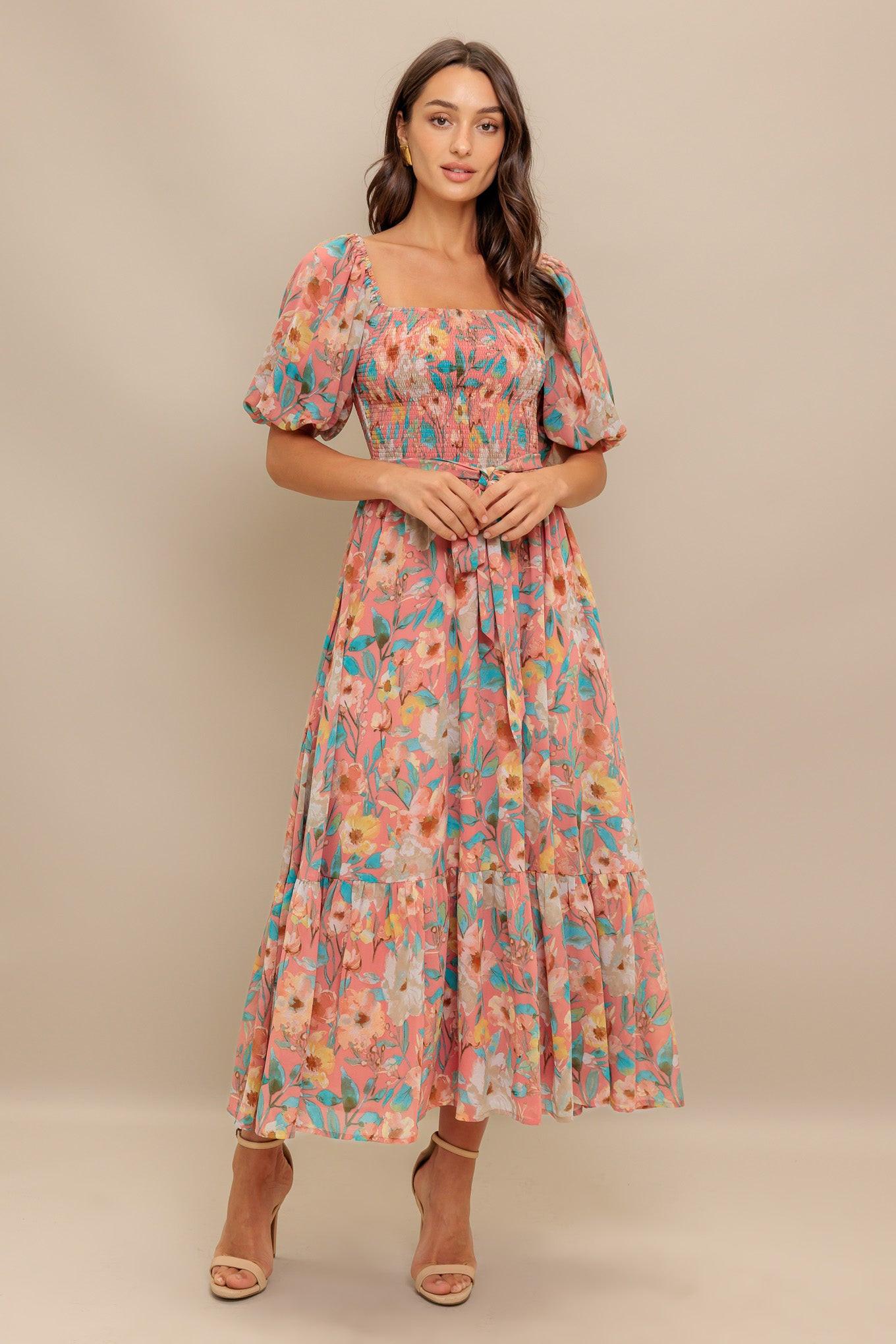 ROSY TWILIGHT WOVEN MIDI DRESS Flying Tomato