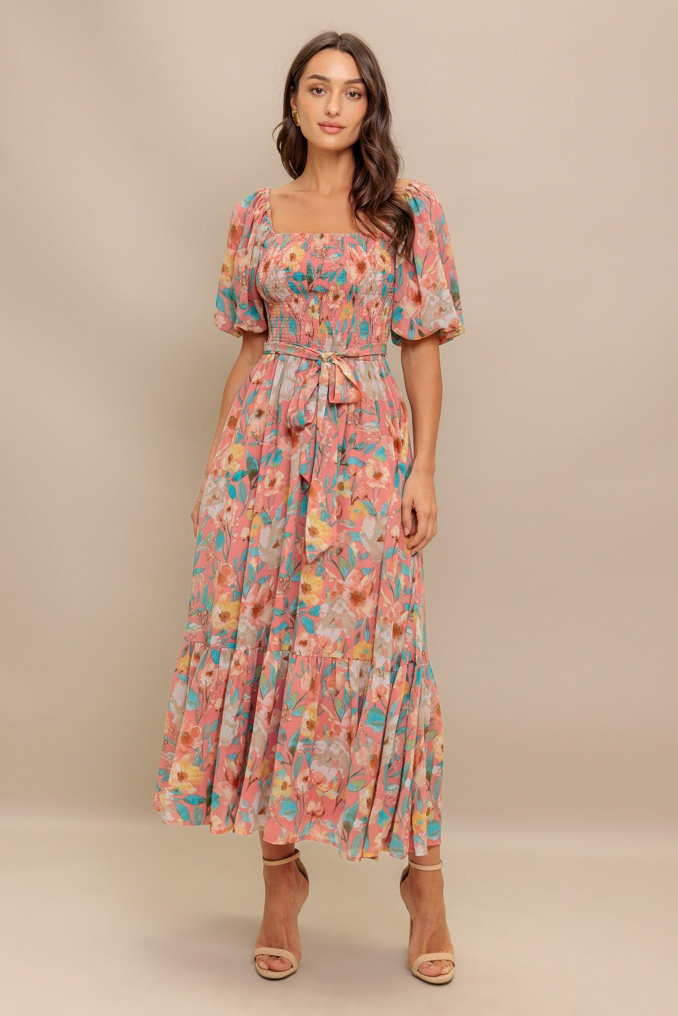 ROSY TWILIGHT WOVEN MIDI DRESS Flying Tomato