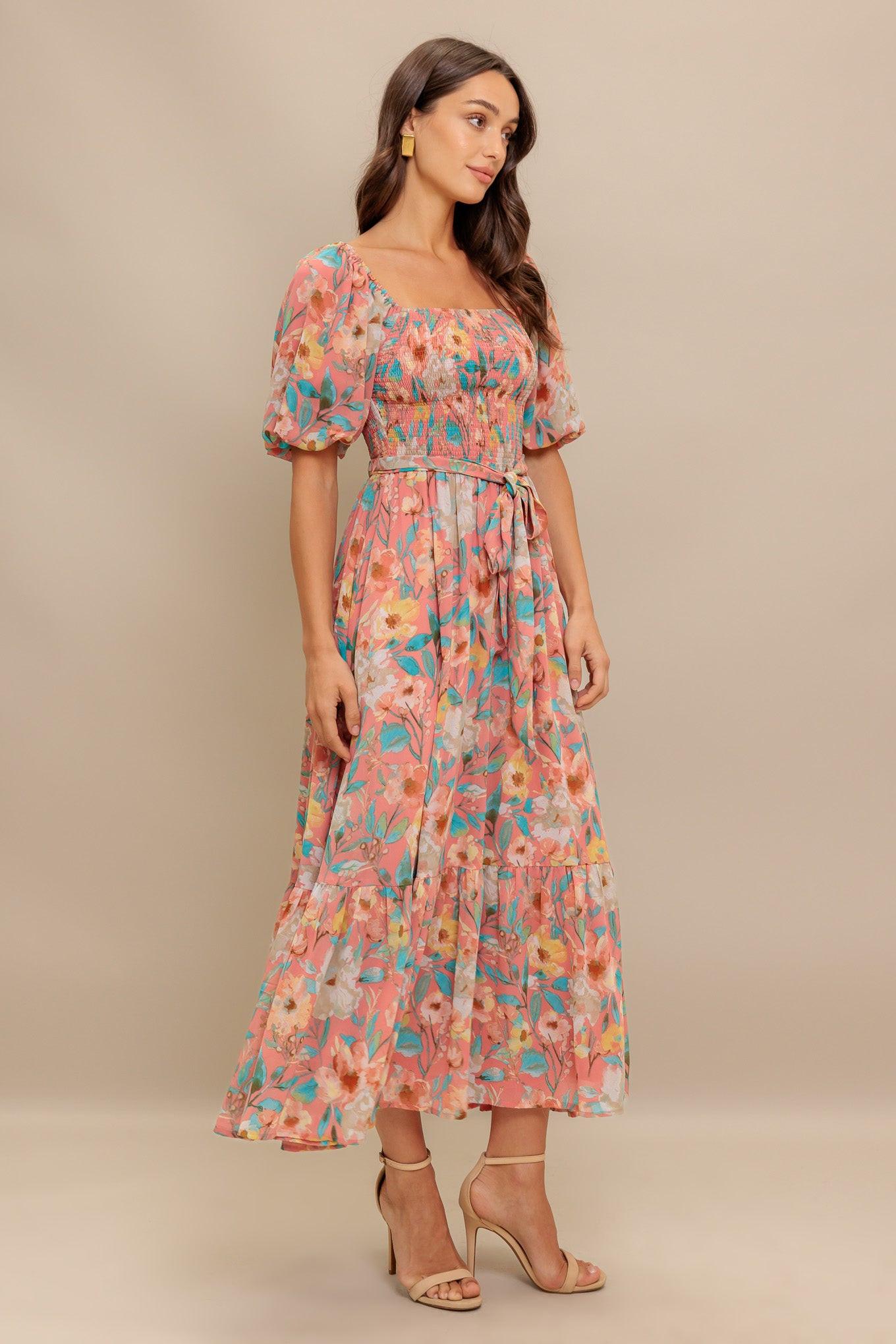 ROSY TWILIGHT WOVEN MIDI DRESS Flying Tomato