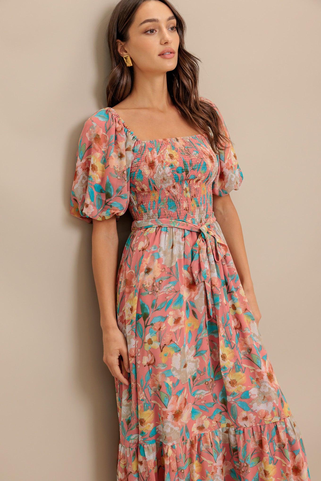 ROSY TWILIGHT WOVEN MIDI DRESS Flying Tomato