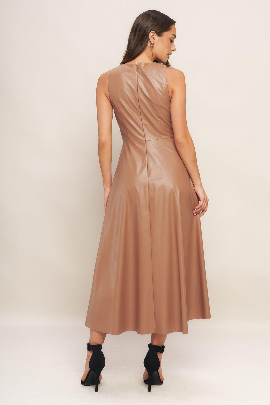 BARE SOPHISTIQUE FAUX LEATHER MIDI DRESS Flying Tomato