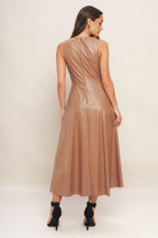 BARE SOPHISTIQUE FAUX LEATHER MIDI DRESS Flying Tomato