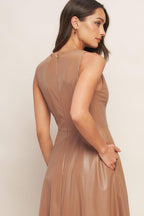 BARE SOPHISTIQUE FAUX LEATHER MIDI DRESS Flying Tomato