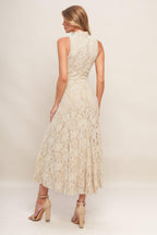 ELEGANT FLORAL STRETCH LACE MIDI DRESS Flying Tomato