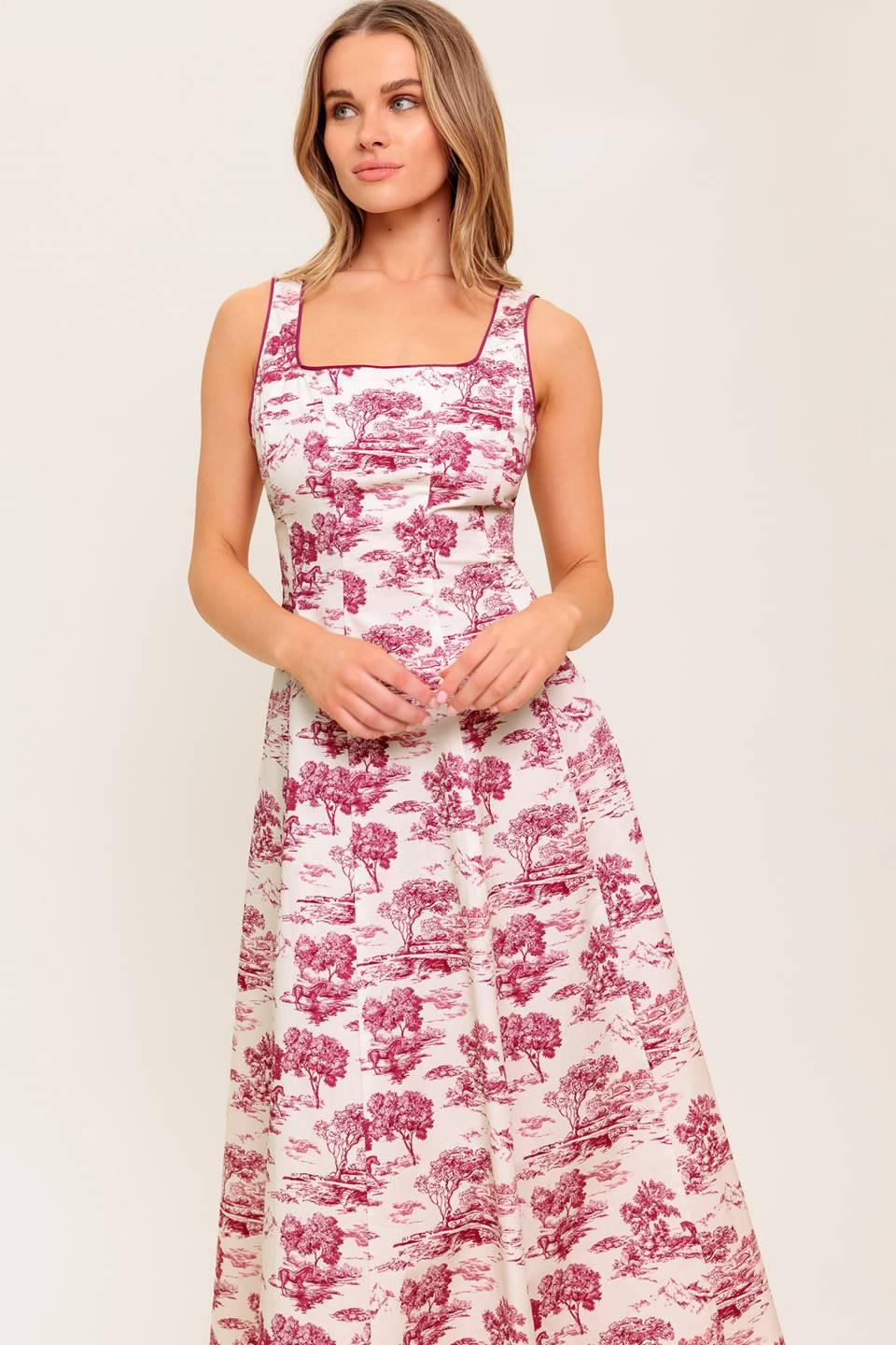 MOJITO MOOD BERRY WOVEN MIDI DRESS Flying Tomato