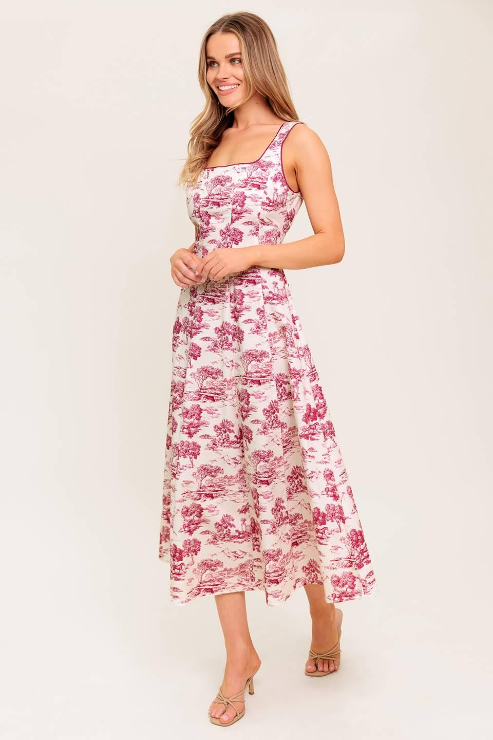 MOJITO MOOD BERRY WOVEN MIDI DRESS Flying Tomato