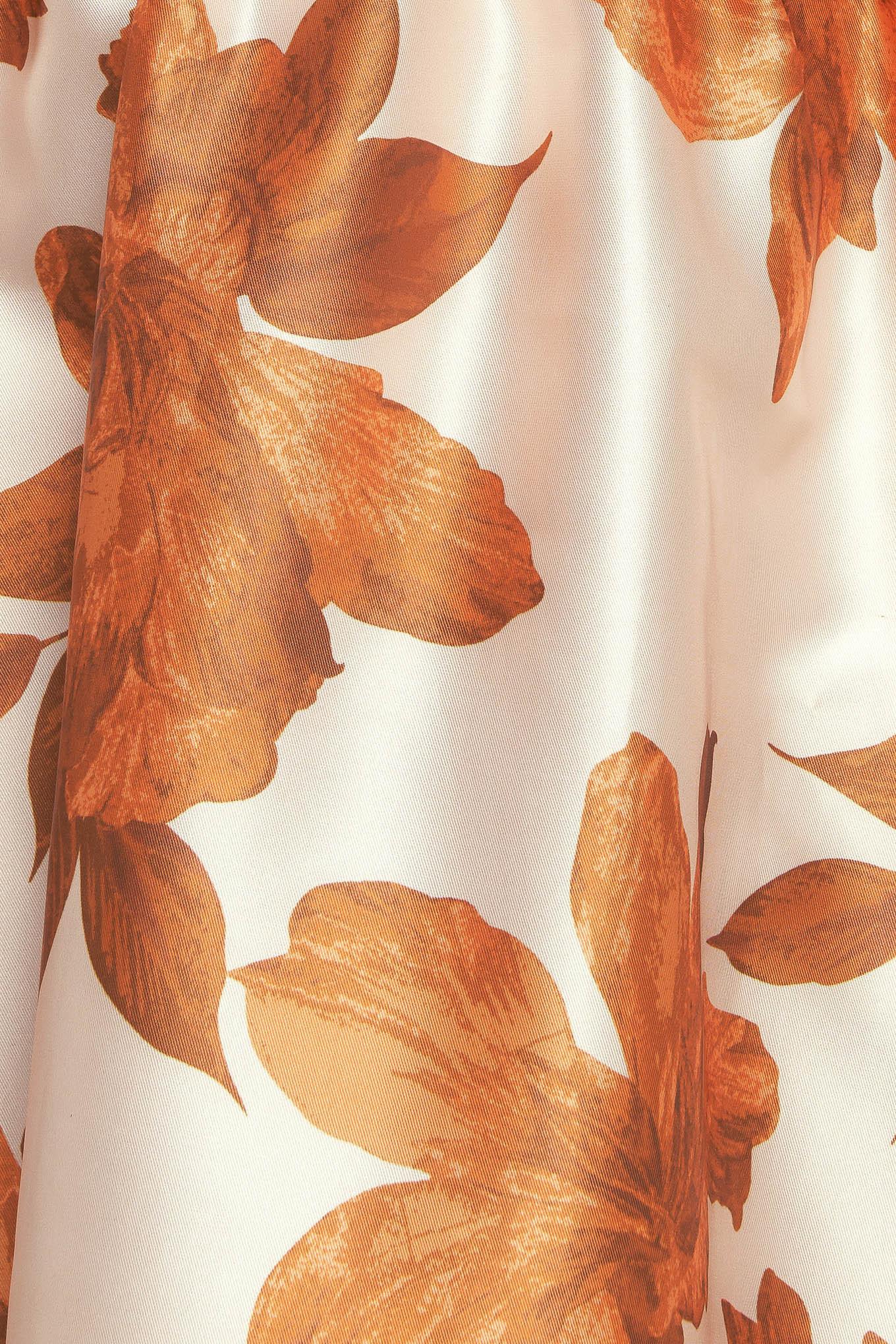 AUTUMNAL FLORAL WOVEN MIDI DRESS Flying Tomato