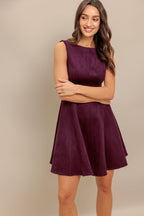 WINE IN THE SUN FAUX SUEDE MINI DRESS Flying Tomato