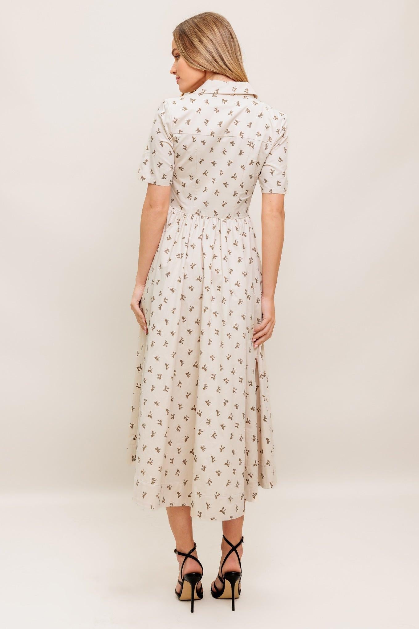 CANDY KISS BEIGE WOVEN MIDI DRESS Flying Tomato