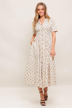 CANDY KISS BEIGE WOVEN MIDI DRESS Flying Tomato