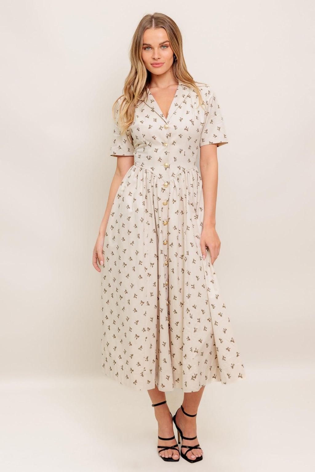 CANDY KISS BEIGE WOVEN MIDI DRESS Flying Tomato