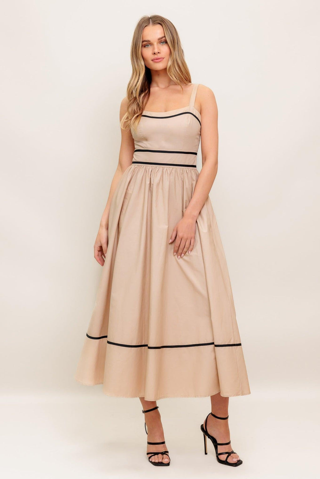QUIET LUXE STRAP WOVEN MIDI DRESS Flying Tomato