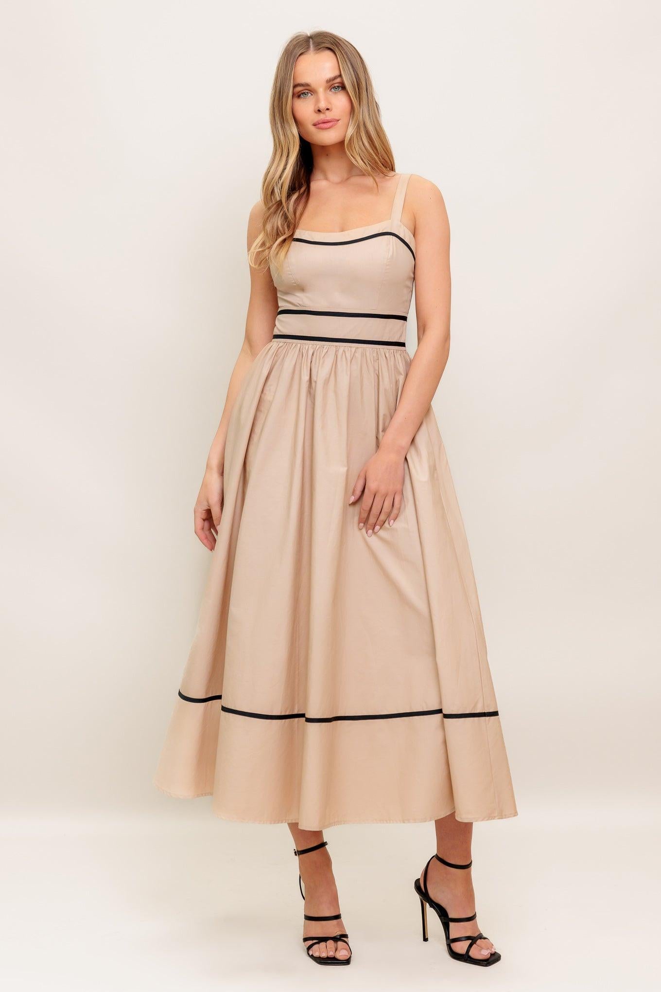 QUIET LUXE STRAP WOVEN MIDI DRESS Flying Tomato