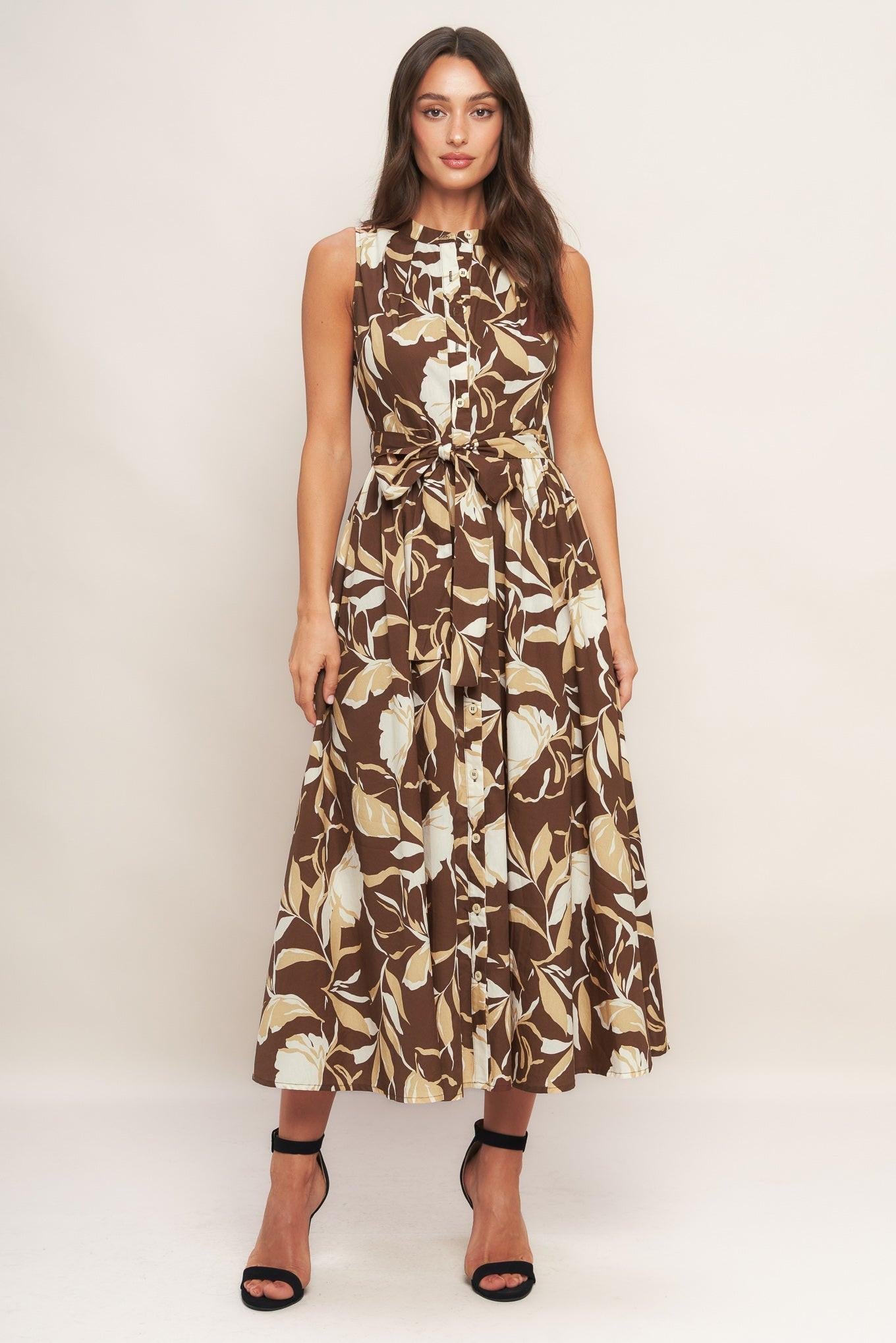ELEGANT BLOOM WOVEN MIDI DRESS Flying Tomato