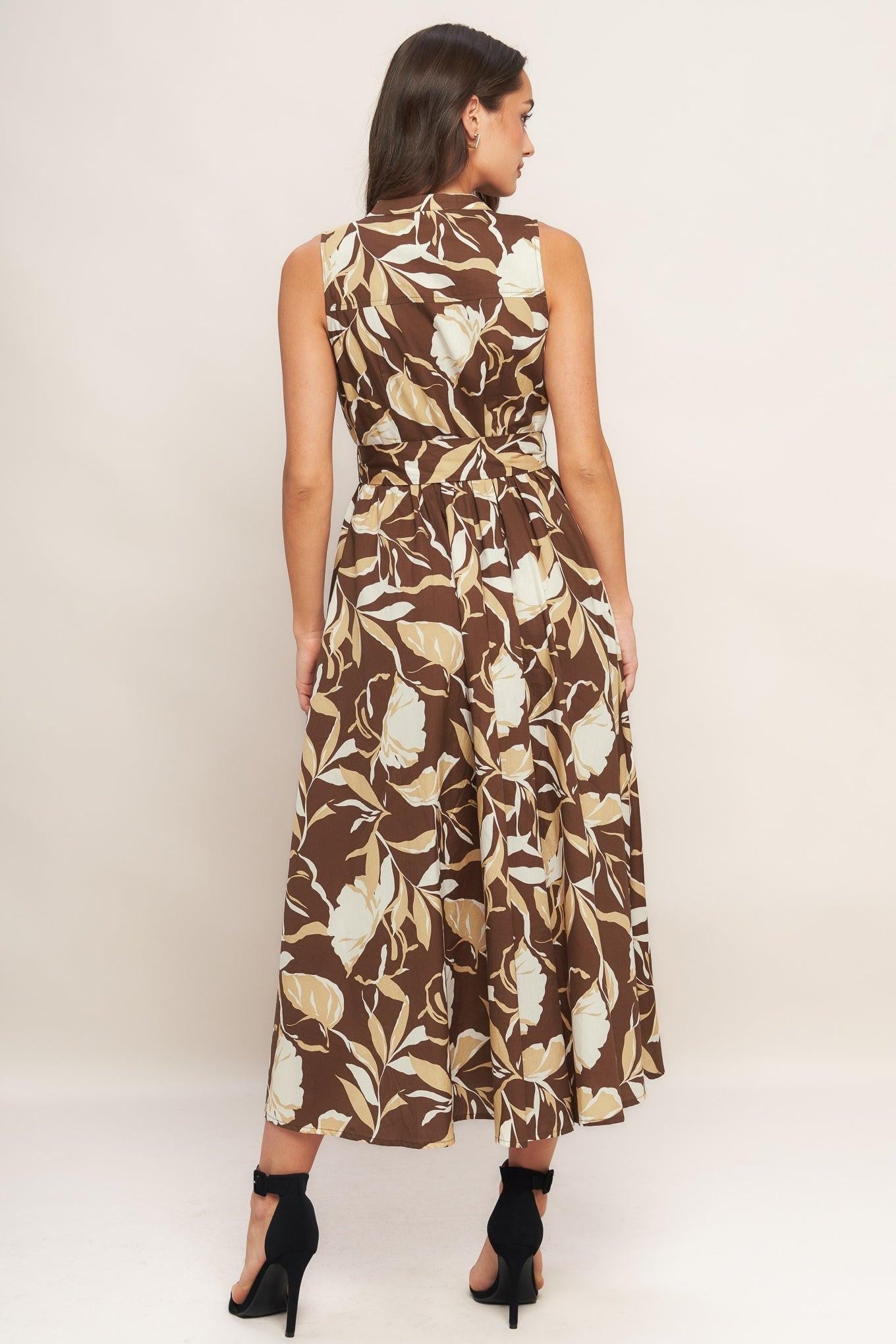 ELEGANT BLOOM WOVEN MIDI DRESS Flying Tomato