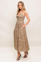 TENDER TOUCH TAUPE WOVEN MIDI DRESS Flying Tomato
