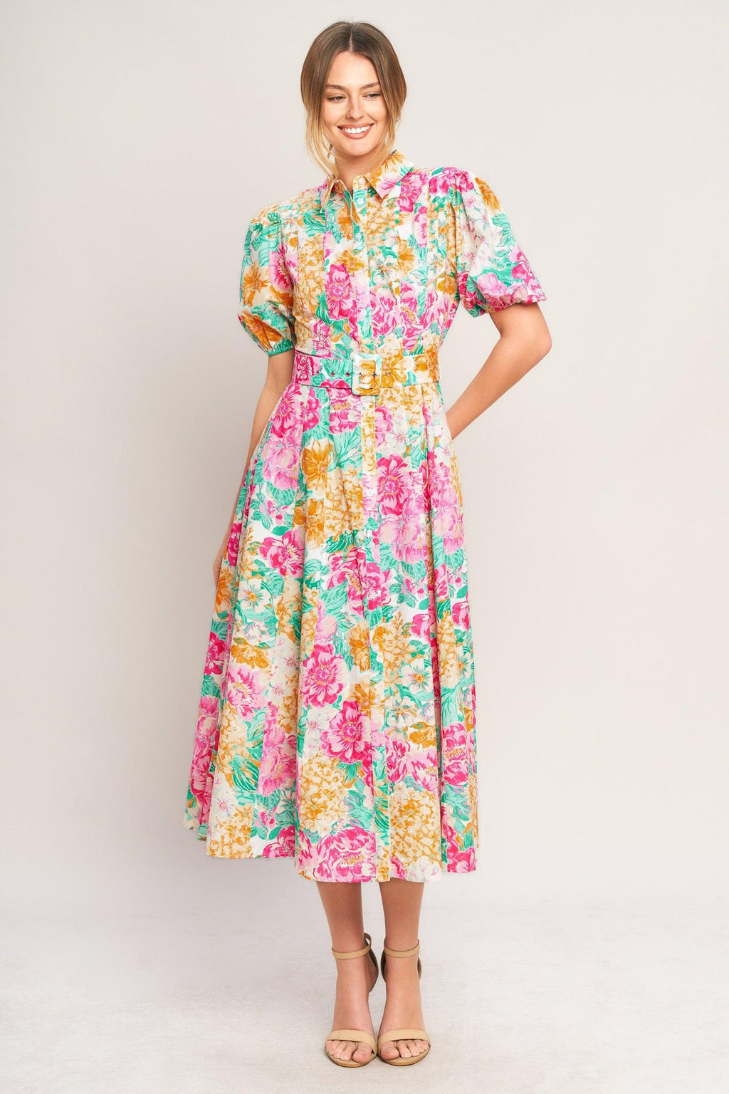BLOOMING GARDEN WOVEN MIDI DRESS Flying Tomato