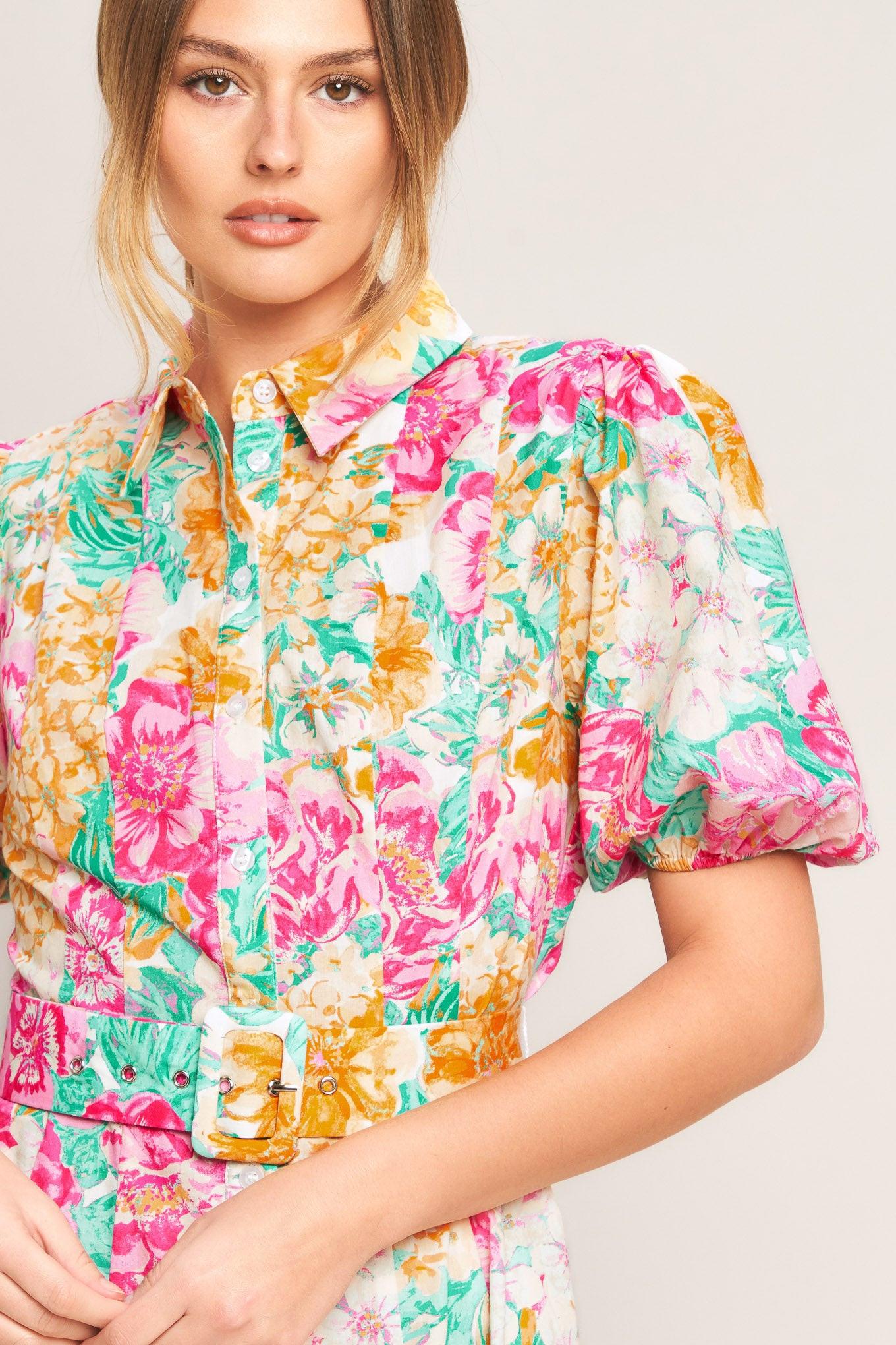 BLOOMING GARDEN WOVEN MIDI DRESS Flying Tomato