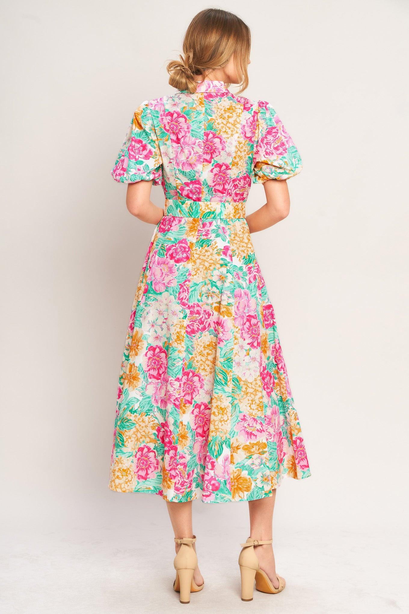 BLOOMING GARDEN WOVEN MIDI DRESS Flying Tomato