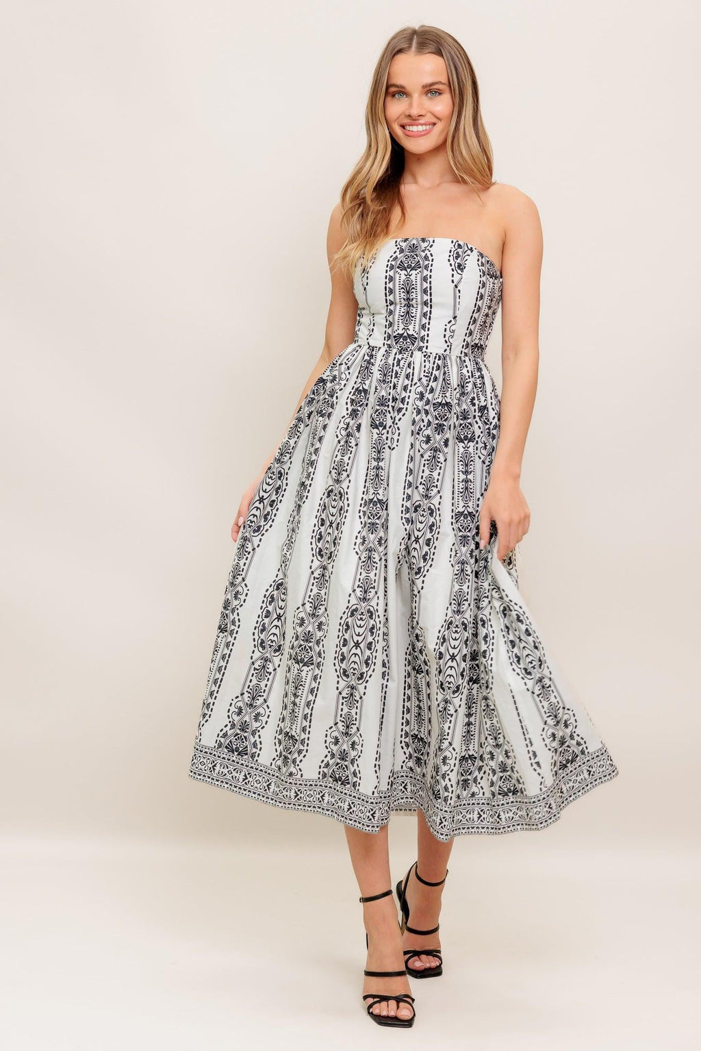 SUMMER SILHOUETTE WOVEN MIDI DRESS Flying Tomato