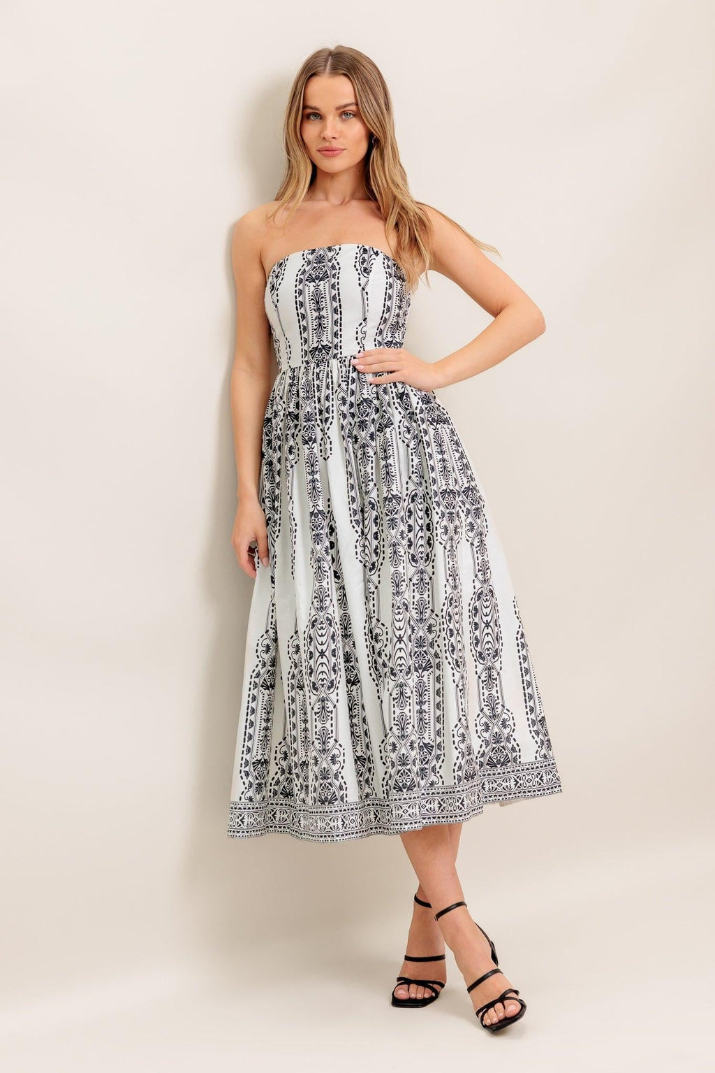 SUMMER SILHOUETTE WOVEN MIDI DRESS Flying Tomato