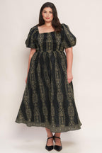 VINTAGE SQUARE WOVEN MIDI DRESS Flying Tomato