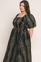 VINTAGE SQUARE WOVEN MIDI DRESS Flying Tomato