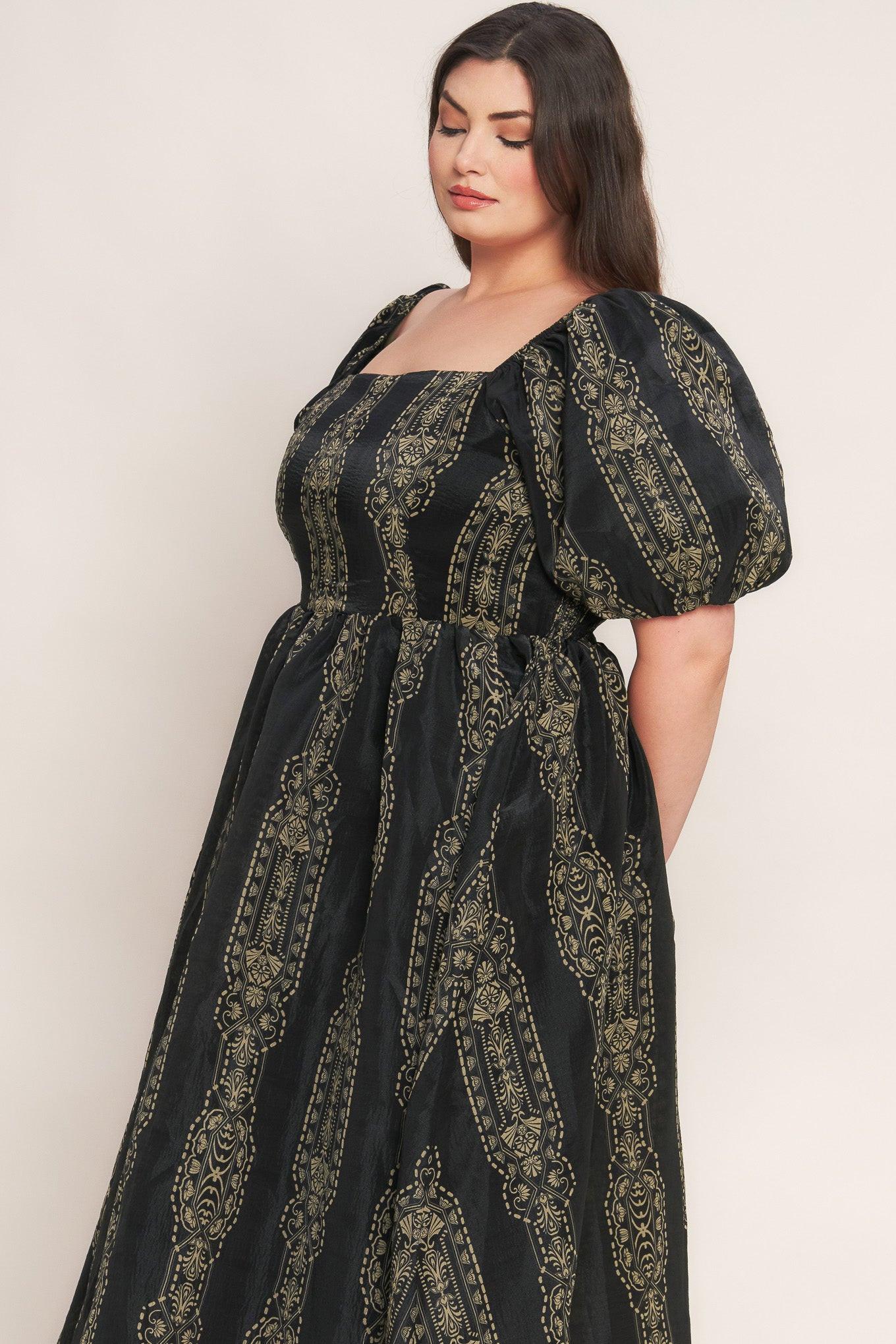 VINTAGE SQUARE WOVEN MIDI DRESS Flying Tomato