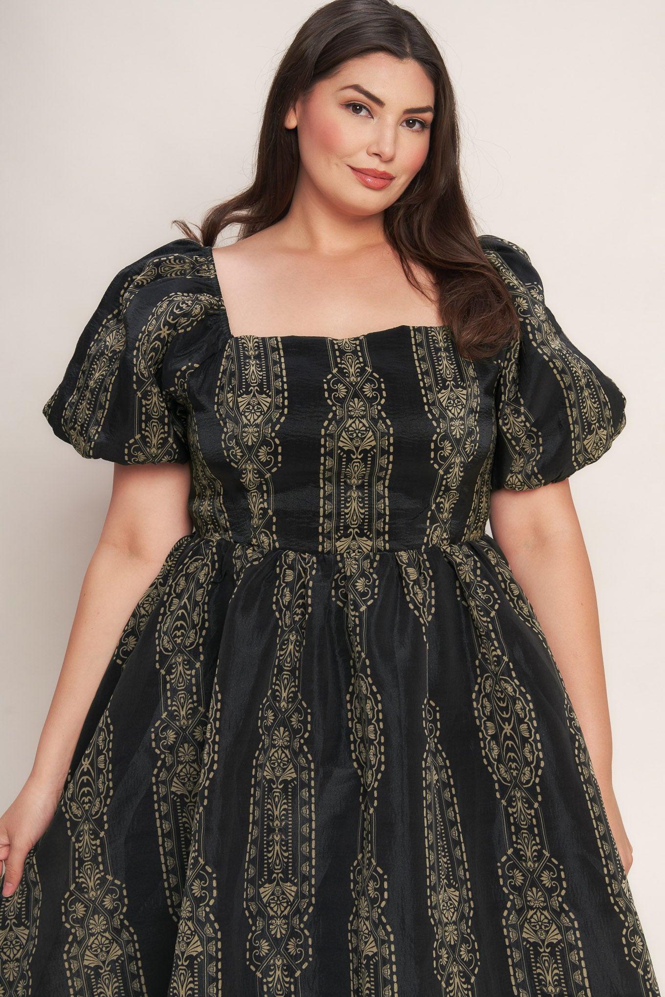 VINTAGE SQUARE WOVEN MIDI DRESS Flying Tomato