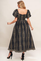 VINTAGE SQUARE WOVEN MIDI DRESS Flying Tomato